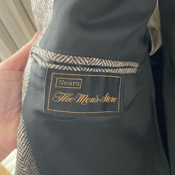 Vintage 70s Sears Men’s Shop Herringbone Tweed Sport Coat Union Made 46L - Picture 6 of 10